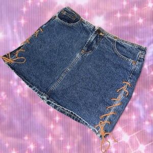 Denim Lace-Up Skirt